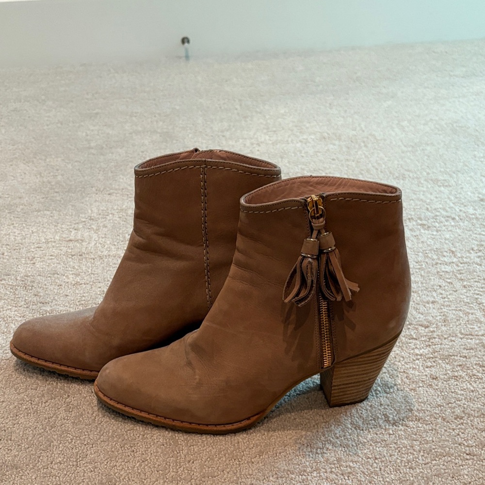 Stuart Weitzman Tan Ankle Booties with Tassel
